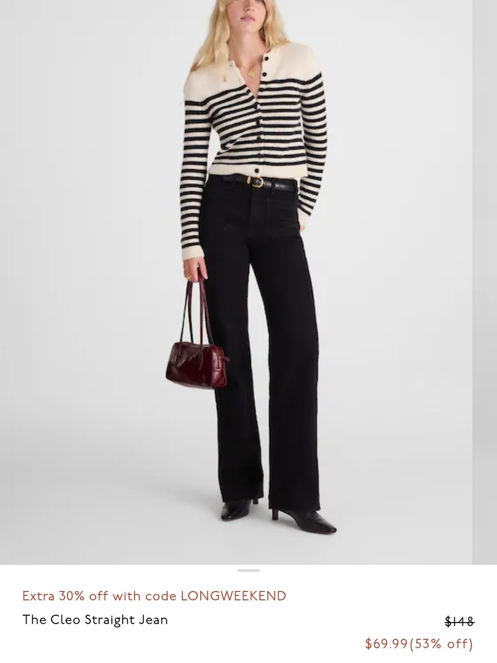 Madewell NWT Black Cleo Straight-Leg Jeans